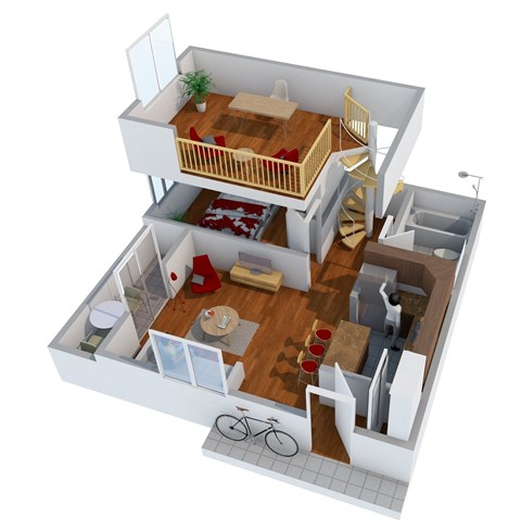 1 bedroom loft floor plan image at Nine90 Apartments in Tucson AZ